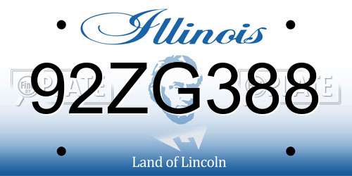 92ZG388 Illinois License Plate