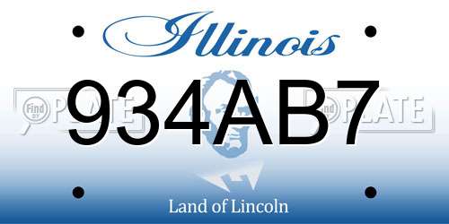 934AB7 Illinois License Plate