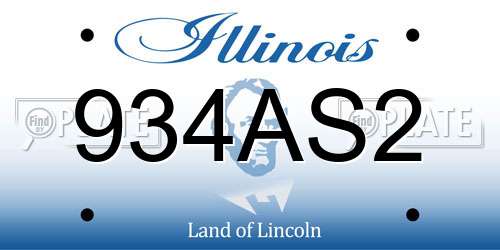 934AS2 Illinois License Plate