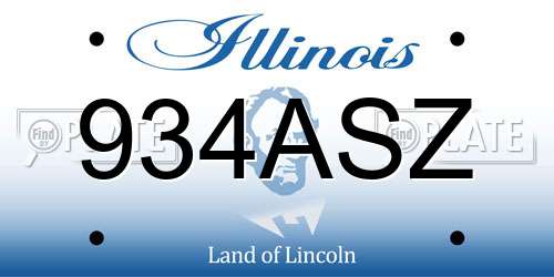 934ASZ Illinois License Plate