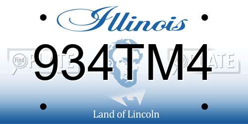 934TM4 Illinois License Plate
