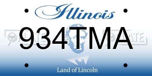934TMA Illinois License Plate
