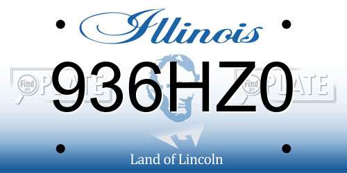 936HZ0 Illinois License Plate