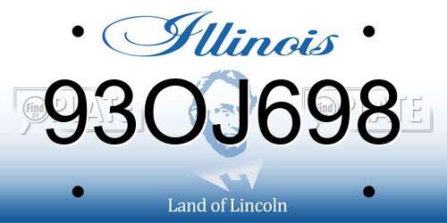 93OJ698 Illinois License Plate
