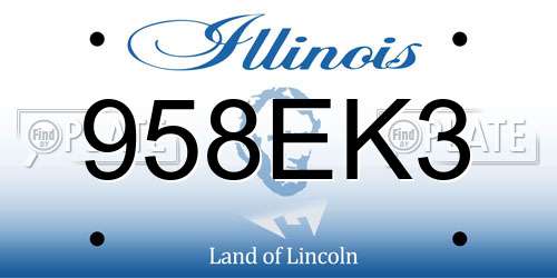 958EK3 Illinois License Plate