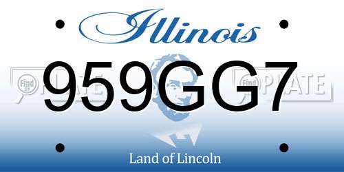 959GG7 Illinois License Plate