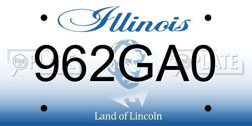 962GA0 Illinois License Plate