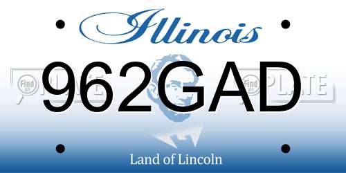 962GAD Illinois License Plate