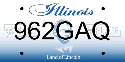 962GAQ Illinois License Plate