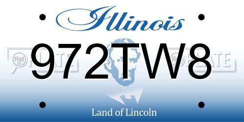 972TW8 Illinois License Plate