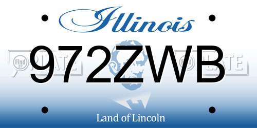972ZWB Illinois License Plate
