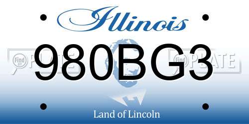 980BG3 Illinois License Plate