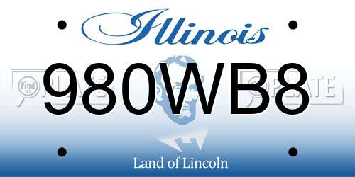 980WB8 Illinois License Plate