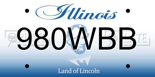 980WBB Illinois License Plate