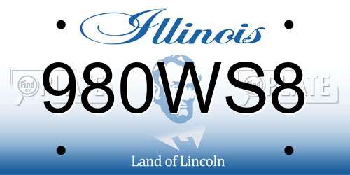 980WS8 Illinois License Plate