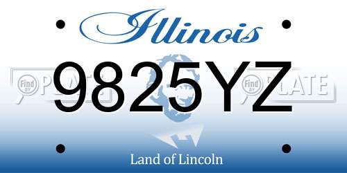 9825YZ Illinois License Plate