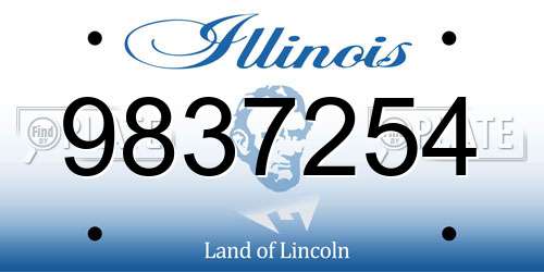 9837254 Illinois License Plate
