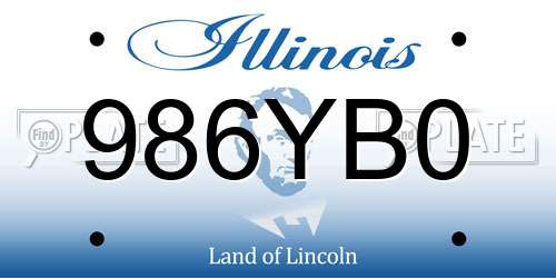 986YB0 Illinois License Plate