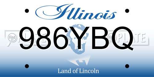 986YBQ Illinois License Plate