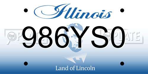 986YS0 Illinois License Plate