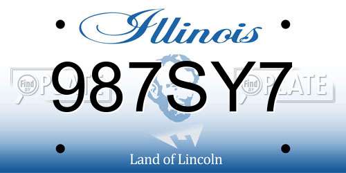 987SY7 Illinois License Plate