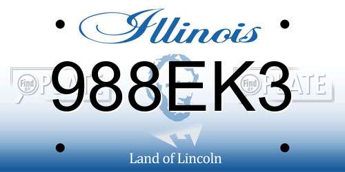 988EK3 Illinois License Plate