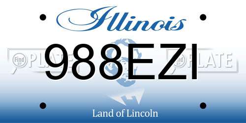 988EZI Illinois License Plate