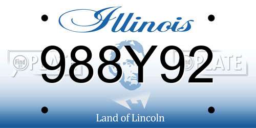 988Y92 Illinois License Plate