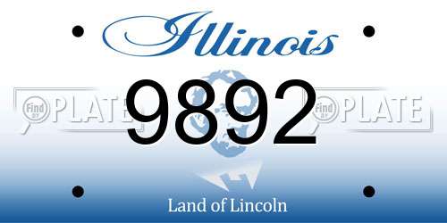 9892 Illinois License Plate