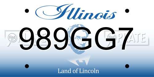 989GG7 Illinois License Plate