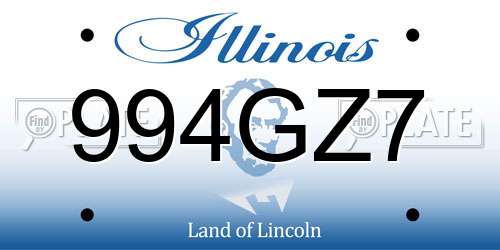 994GZ7 Illinois License Plate