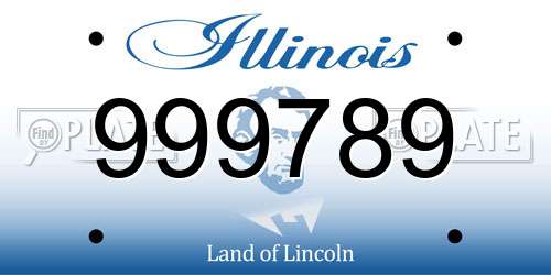 999789 Illinois License Plate