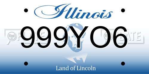 999YO6 Illinois License Plate