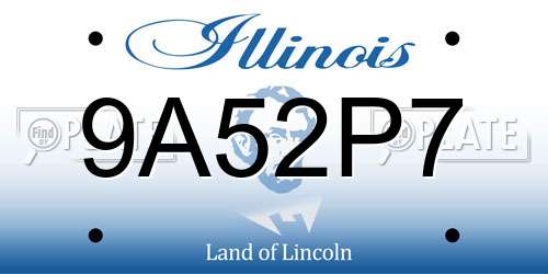 9A52P7 Illinois License Plate