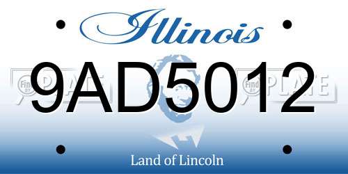 9AD5012 Illinois License Plate