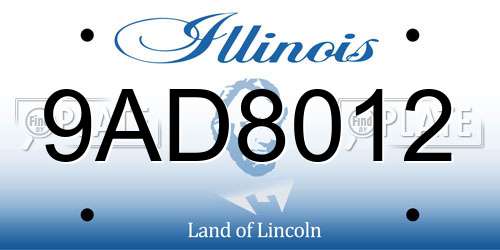 9AD8012 Illinois License Plate