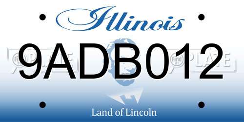 9ADB012 Illinois License Plate