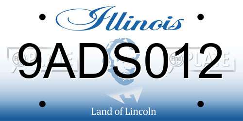 9ADS012 Illinois License Plate
