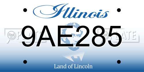 9AE285 Illinois License Plate