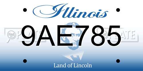 9AE785 Illinois License Plate