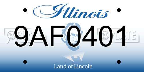 9AF0401 Illinois License Plate