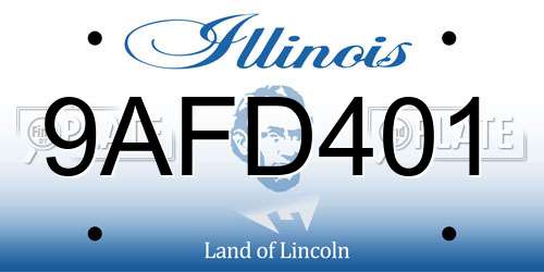 9AFD401 Illinois License Plate