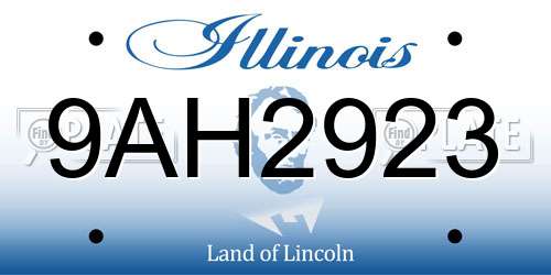 9AH2923 Illinois License Plate