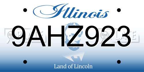9AHZ923 Illinois License Plate