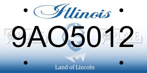 9AO5012 Illinois License Plate