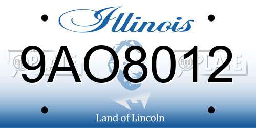 9AO8012 Illinois License Plate