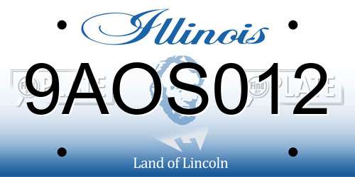 9AOS012 Illinois License Plate