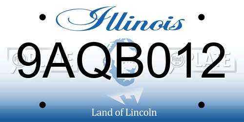 9AQB012 Illinois License Plate