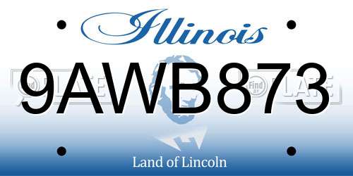 9AWB873 Illinois License Plate