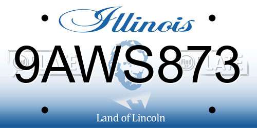 9AWS873 Illinois License Plate